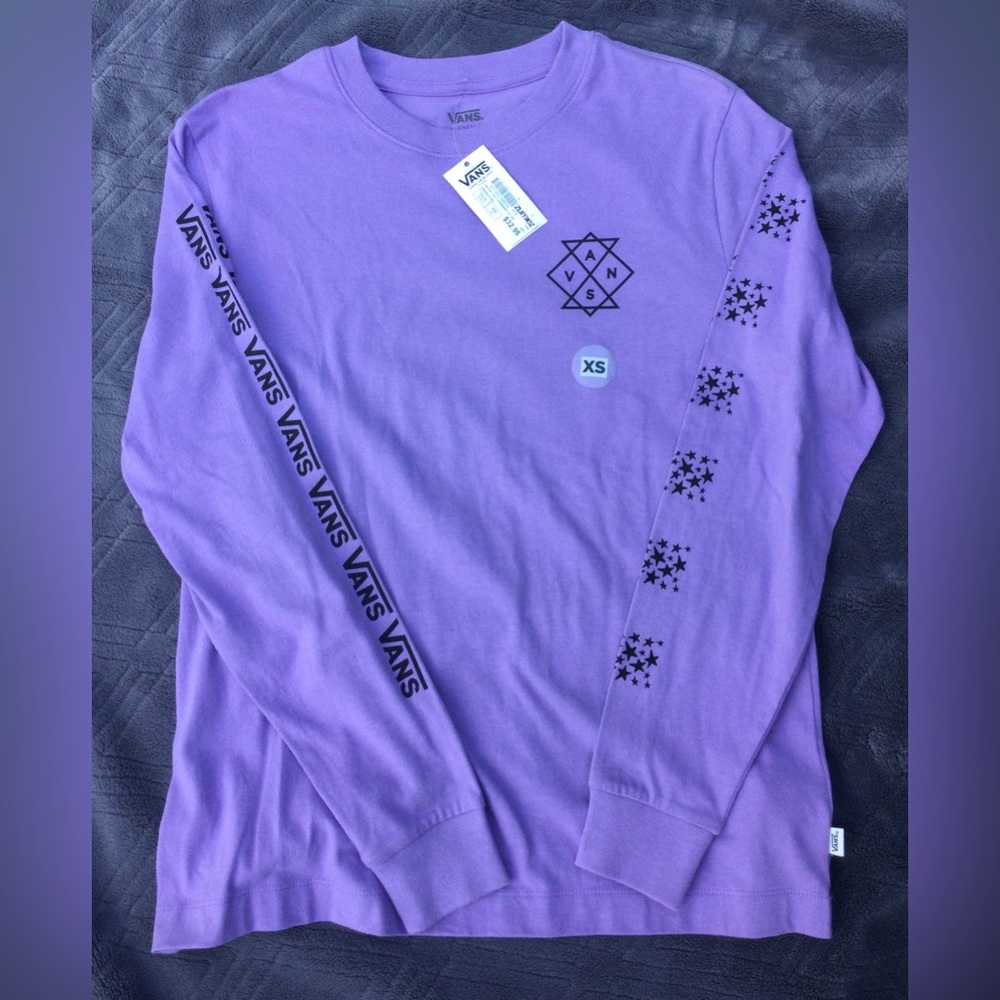 Womens XS Vans Lavender Long Sleeve Cotton T-shirt New with Tags